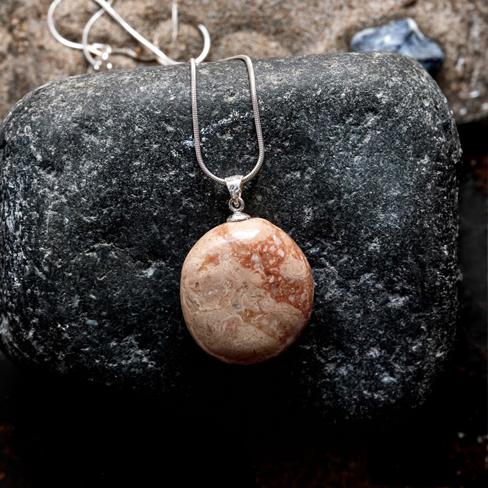 Colgante con Piedra Fosil de Concha de Sol de Mar